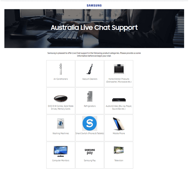 Samsung support live chat