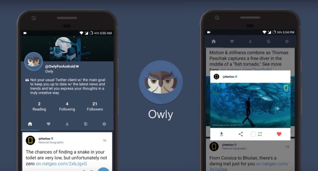 Owly for Twitter App for Smartphone