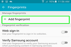 Press and Add Finger Print Galaxy 5