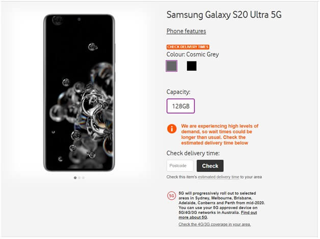 Samsung Galaxy S20 price in Australia