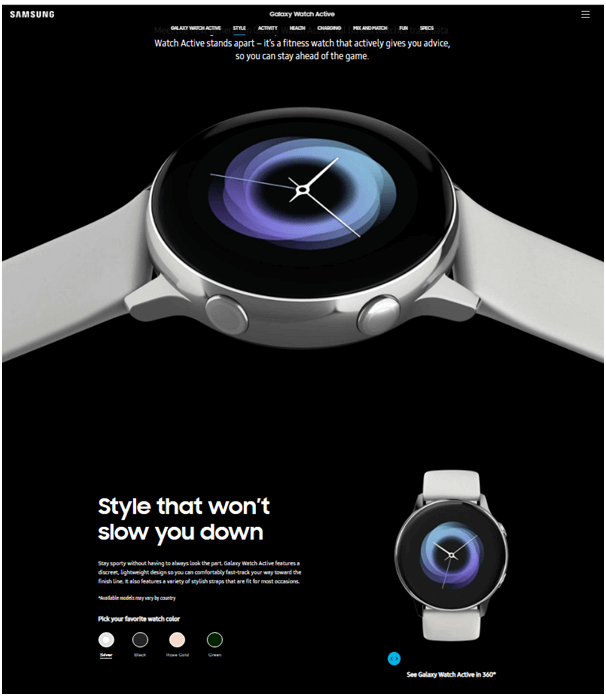 Samsung Galaxy Watch Active- Features